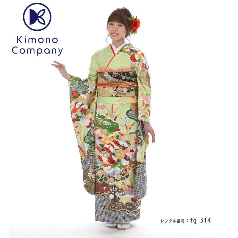 楽天市場】【成人式 振袖 レンタル】RS790 正絹 グリーン 楓に菊花フル