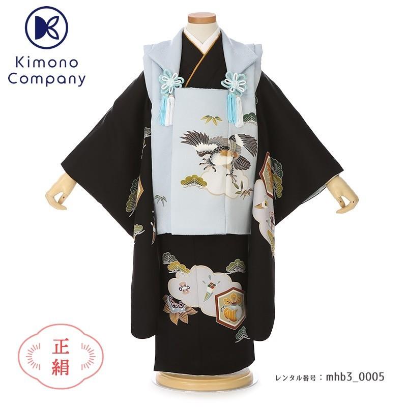 七五三コーデ画像有り「３歳男児着物（被布）フルセットレンタル」正絹 mhb3-0005 85 90 95 100
