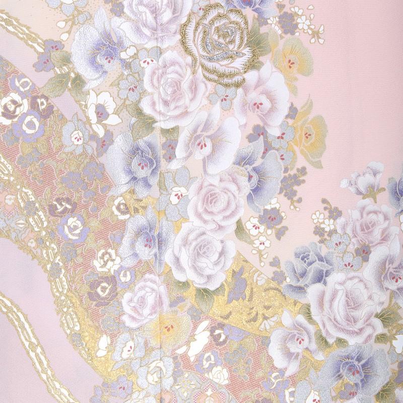 ♦︎豪華絢爛♦︎薔薇柄ピンク♦︎桂　由美♦︎新品♦︎仮絵羽♦︎金彩加工♦︎お仕立てなし♦︎単品♦︎ 色留袖レンタル 桂由美 バラの饗宴 MR-71313 オーロラピンク 正絹 miit