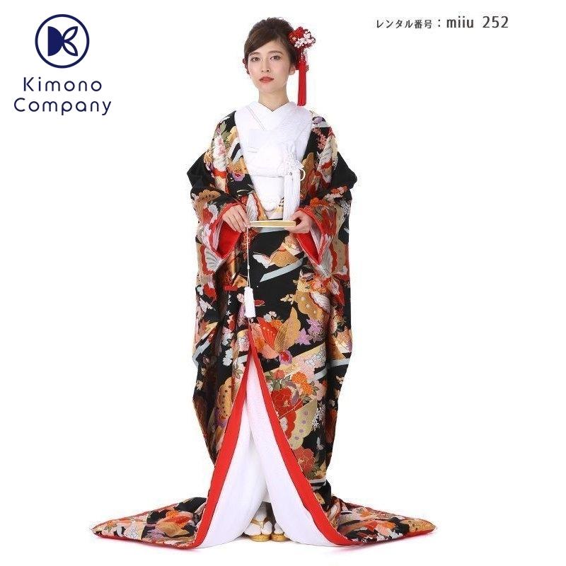 正絹 高級「色打掛フルセットレンタル」150-165cm/掛け替えセット割引/miiu_252/花嫁和装 打ち掛け 掛下 ハコセコ 衿 髪飾り 貸衣装