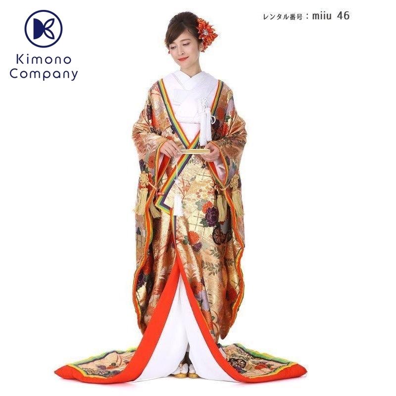 正絹 高級「色打掛フルセットレンタル」150-165cm/掛け替えセット割引/miiu_46/花嫁和装 打ち掛け 掛下 ハコセコ 衿 髪飾り 貸衣装