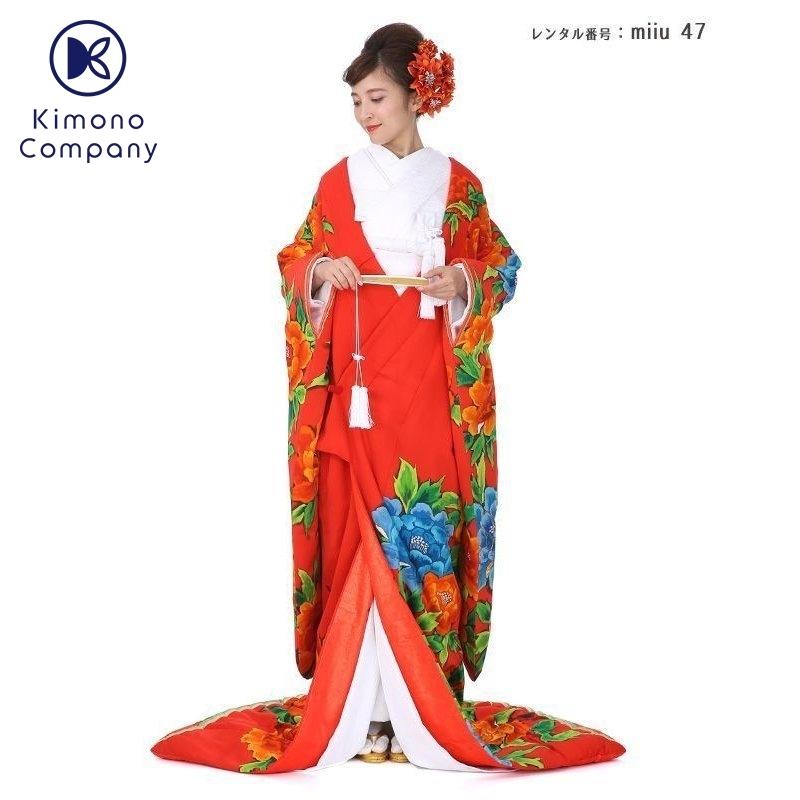 正絹 高級「色打掛フルセットレンタル」150-165cm/掛け替えセット割引/miiu_47/花嫁和装 打ち掛け 掛下 ハコセコ 衿 髪飾り 貸衣装