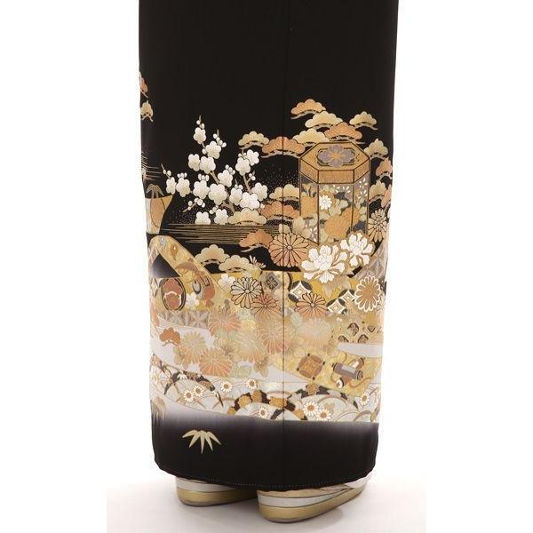 留袖 レンタル 桂由美 黄金のシーン 小さいサイズ 普通サイズ 黒 mito-394 40代 50代 60代 高級 正絹 