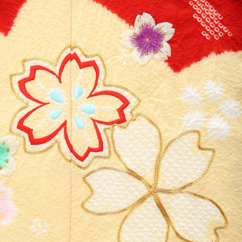 2023年新入荷 七五三コーデ画像有り「7歳女児着物フルセットレンタル」正絹 手結び帯 msg7-0374 110 115 120 125_6