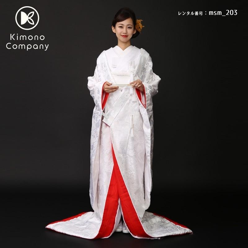 正絹 高級「白無垢フルセットレンタル」150-165cm/掛替セット割引/msm_203/花嫁和装 綿帽子 色打掛 掛下 ハコセコ 衿 髪飾り 貸衣装