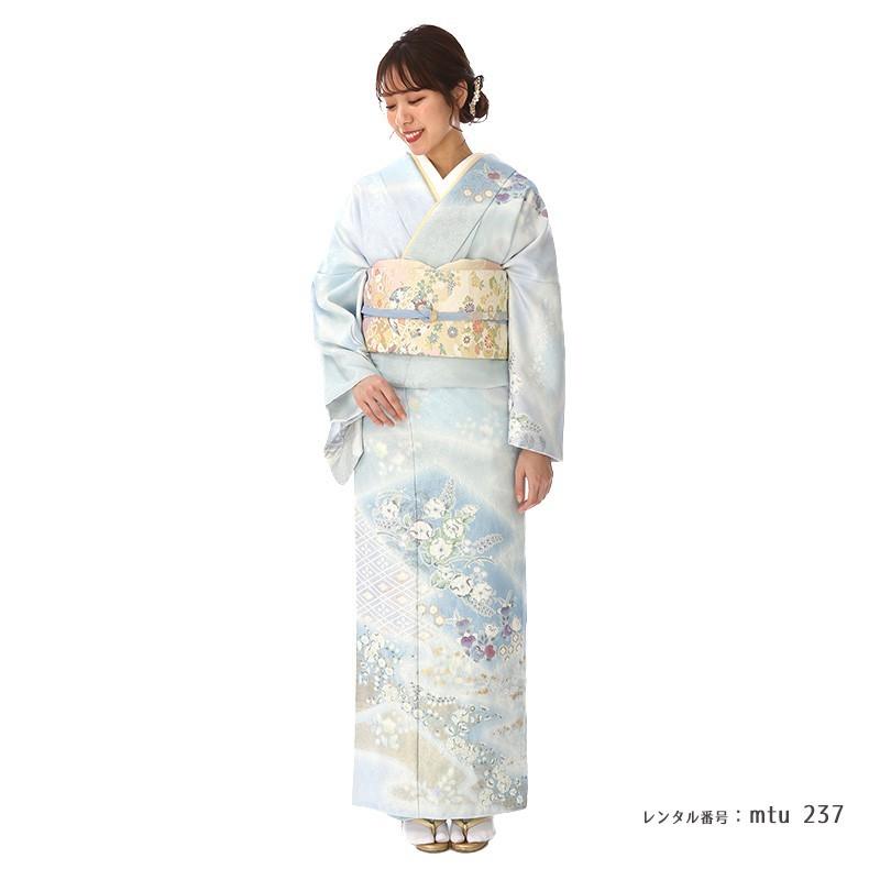 訪問着レンタル 桂由美 正絹☆銀糸☆全体的にラメ感のある華やかな生地 