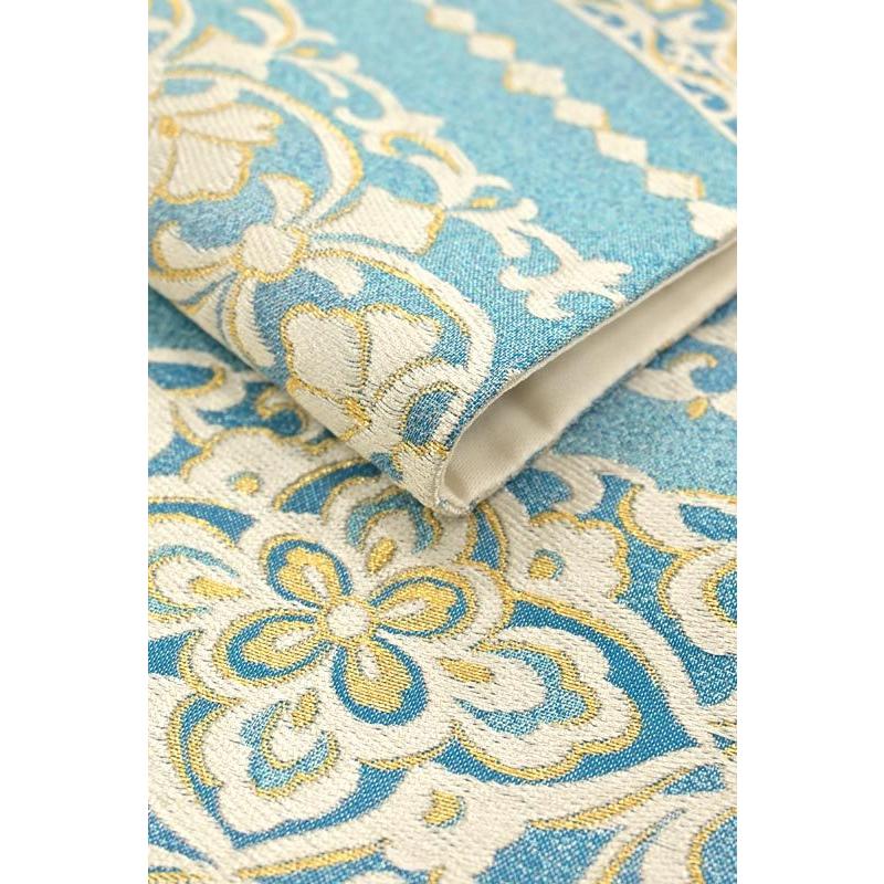 着物だいやす 686□袋帯□西陣まいづる 銀麗宝彩文 更紗 アラベスク 白