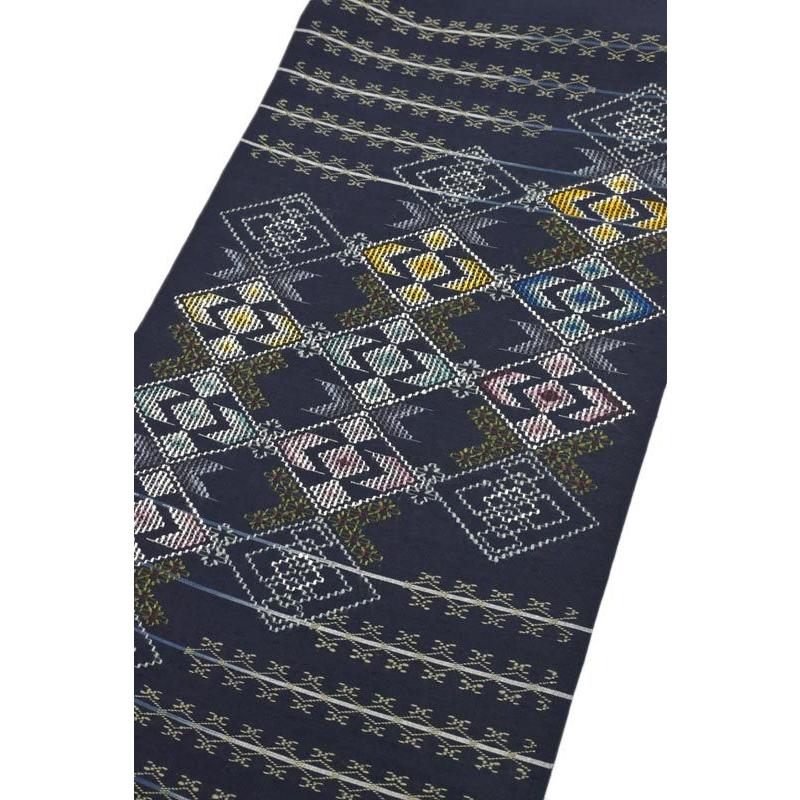 着物だいやす 898□名古屋帯□手織 読谷山花織 手花 青墨色 特選【送料