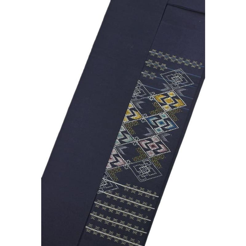 着物だいやす 898□名古屋帯□手織 読谷山花織 手花 青墨色 特選【送料  