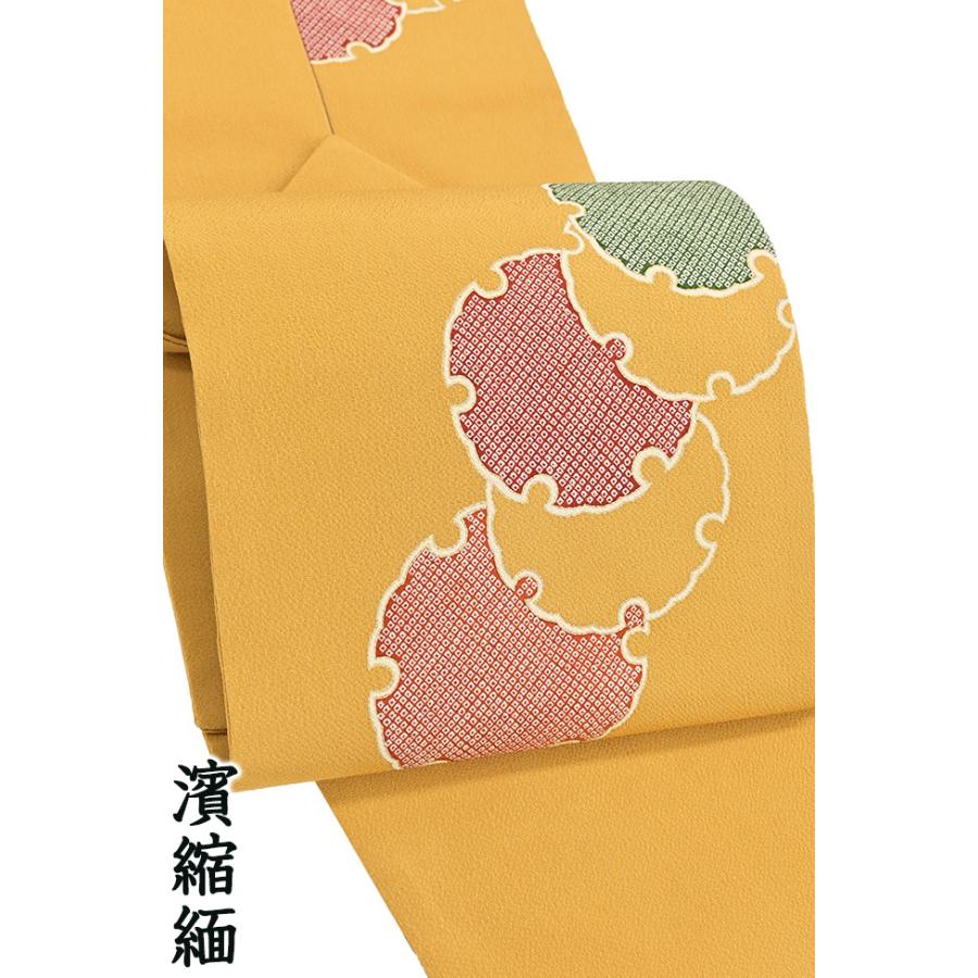 古代縮緬 染名古屋帯 浜ちりめん 着物 和装（琉球紅型名古屋帯 