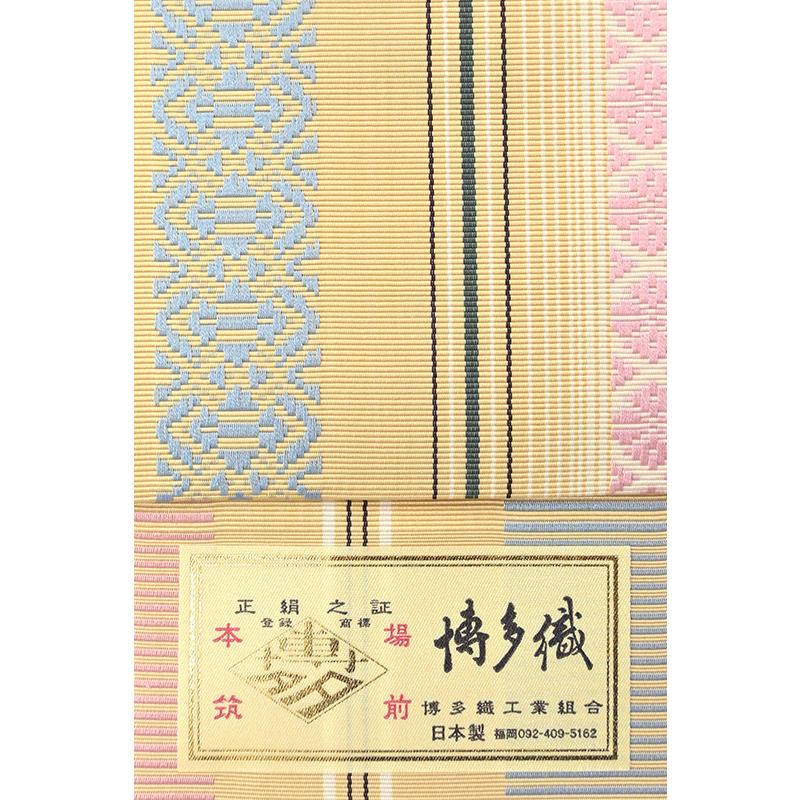 着物だいやす 882□名古屋帯□手描き 塩瀬 幾何学文 金彩 暗海老色