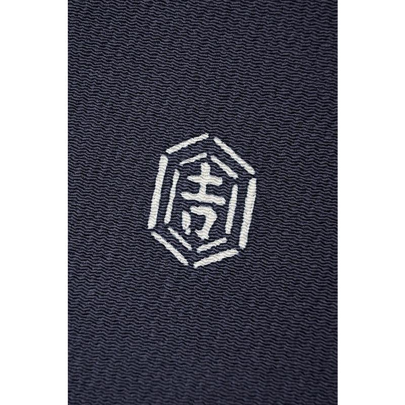 着物だいやす 559■名古屋帯■和染紅型　栗山吉三郎　縮緬　浜ちりめん　ペイズリー更紗文　青墨色　染め帯【送料無料】【新品】の画像