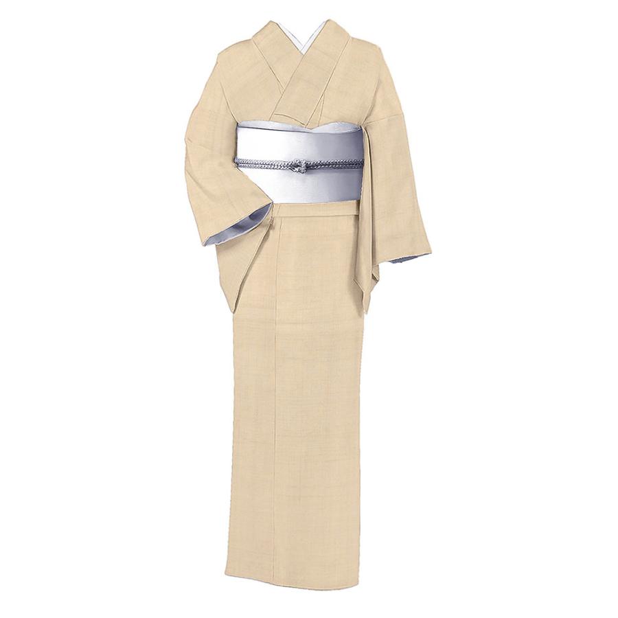 着物だいやす 163□紬□秦荘紬 手織り 無地 ベージュ 洗柿色 特選 身長