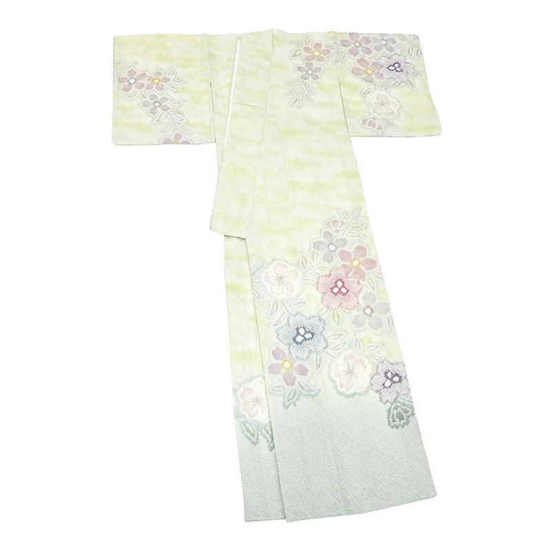 着物だいやす 450■訪問着■総絞　鹿の子絞　草花文　薄納戸茶色　特選　ガード加工　身長サイズ：L【送料無料】【新品】の画像