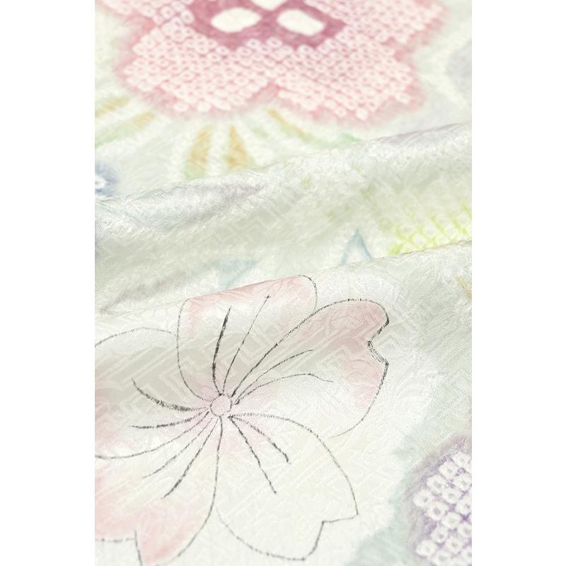 着物だいやす 450■訪問着■総絞　鹿の子絞　草花文　薄納戸茶色　特選　ガード加工　身長サイズ：L【送料無料】【新品】の画像