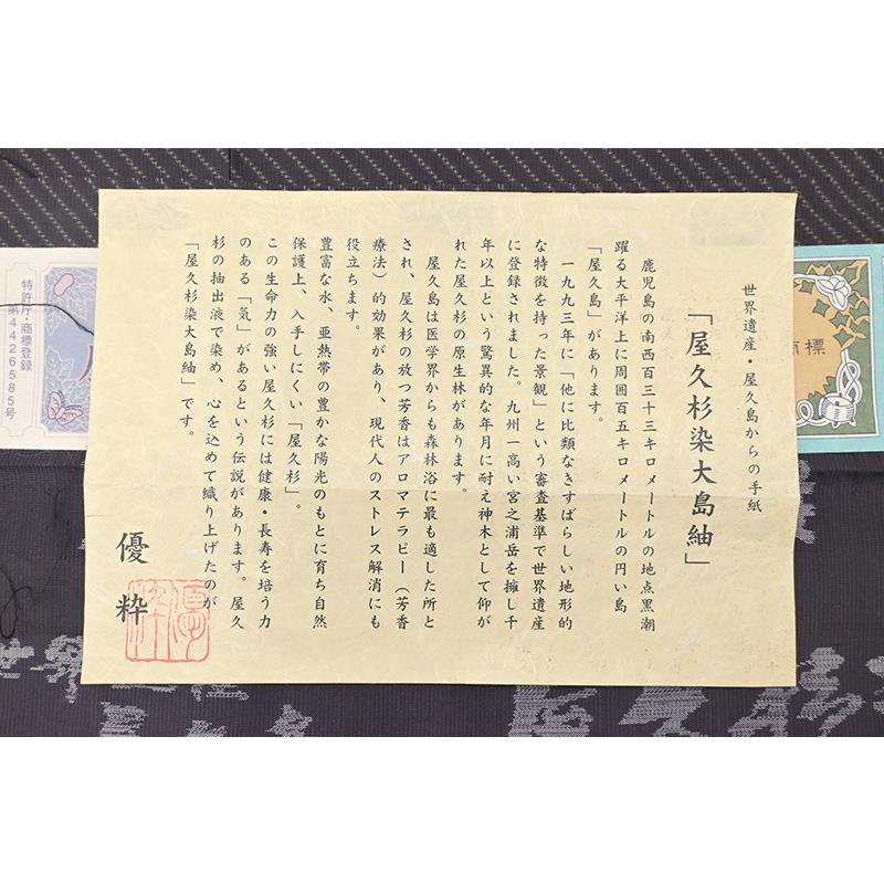 着物だいやす 509□本場大島紬□屋久杉染 窪田織物 斜め縞文 着物だいやす 509□本場大島紬□屋久杉染 窪田織物 斜め縞文