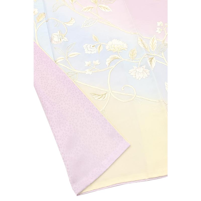 着物だいやす 645■訪問着■刺繍　丹後ちりめん 花唐草文 パステルカラー カラフルぼかし染 身長サイズ：L ガード加工【送料無料】【新品】の画像