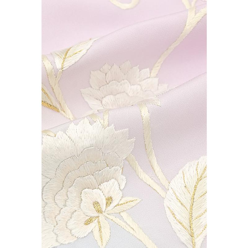 着物だいやす 645■訪問着■刺繍　丹後ちりめん 花唐草文 パステルカラー カラフルぼかし染 身長サイズ：L ガード加工【送料無料】【新品】の画像