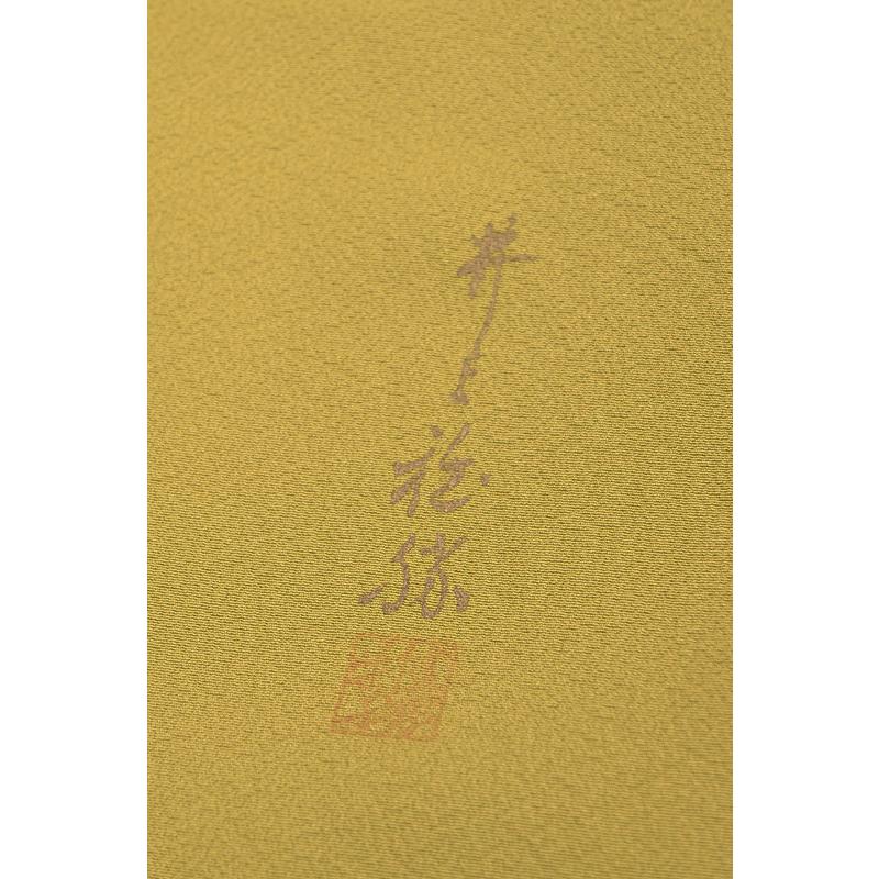 値下げ交渉ＯＫ！裄長め 極上丹後ちりめん 堅牢草木染 色無地 正絹 Ｂ７５９ 着物だいやす 774□色無地□丹後ちりめん 草木泥染 堅牢染 木蘭色 身長