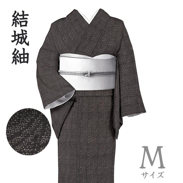 着物だいやす 120□本場結城紬□本結城 飾り縦縞文 100山亀甲絣 墨黒色