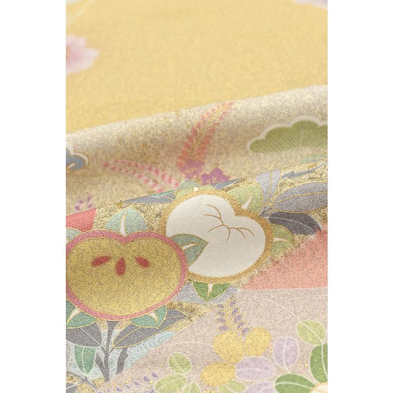着物だいやす 342□訪問着□花鳥文 鴛鴦 たたき 絞染 金駒刺繍