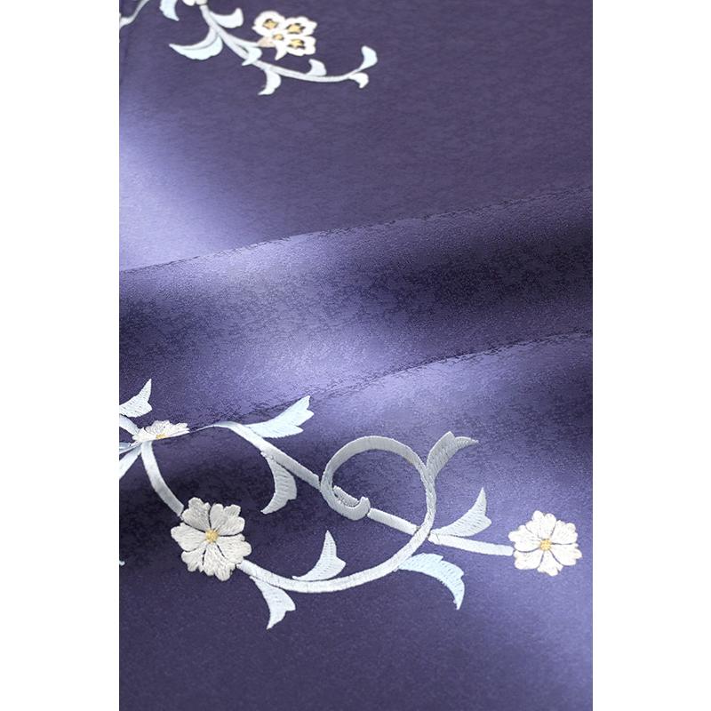 着物だいやす 623□付下げ□刺繍 アラベスク 草花文 鉄紺色 身長サイズ