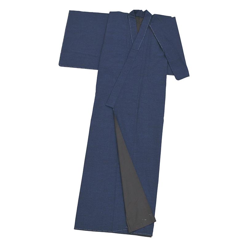 着物だいやす 647■男性用アンサンブル■着物＆羽織 手織結城紬 おく玉 濃紺青色 men's 身長サイズ：男XL　ふくよか【送料無料】【新品】の画像