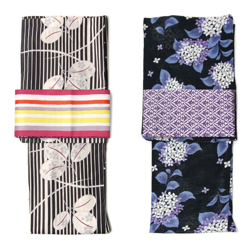 半幅帯 麻 縞 ヨーロッパ 紋章 フルードリス ストライプ 白 ピンク 紫