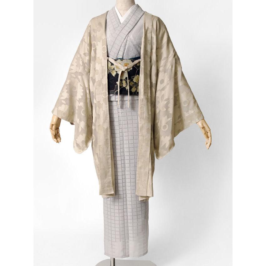 薄羽織 レース カットボイル 花 ベージュ 長羽織 コットン ボイル 着物 コート レディース｜kimono-dearjapan｜02