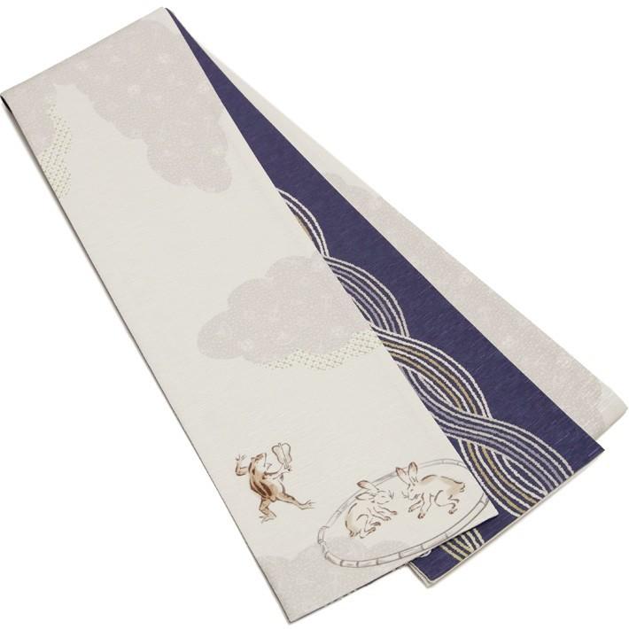 半幅帯 WAKKA 鳥獣戯画 綱取り 相撲 うさぎ カエル ねこ 蛙 半幅帯 WAKKA 鳥獣戯画 綱取り 相撲 うさぎ カエル ねこ 蛙