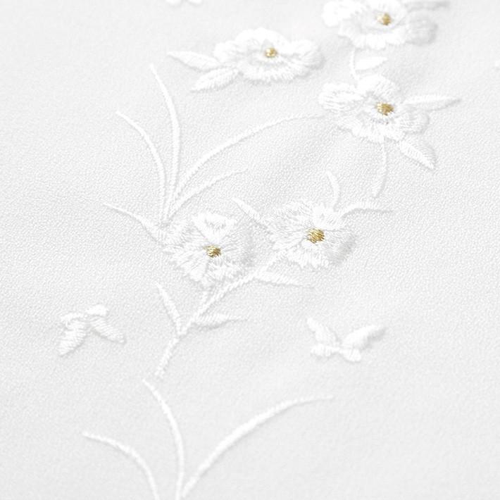 刺繍 半衿 ナデシコ 白 金 撫子 フォーマル カジュアル ちりめん 