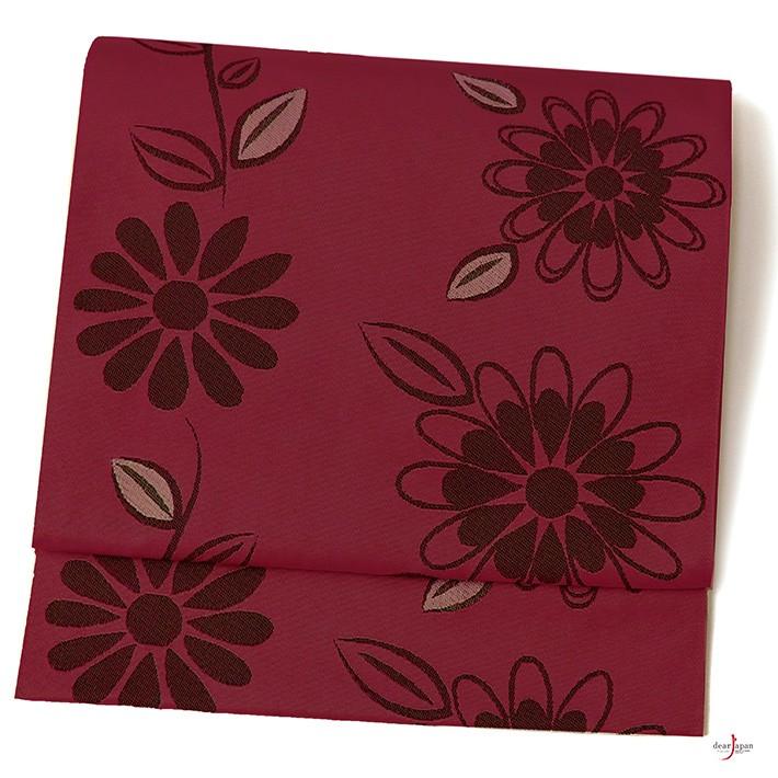 クーポン配布中 名古屋帯 赤紫 黒 グレー 花 シンプル シック レトロ モダン カジュアル ポリエステル Dear Japan Yahoo ショッピング店 通販 Yahoo ショッピング