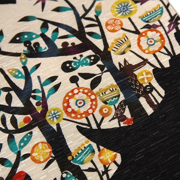 京袋帯 WAKKA 赤ずきんと狼 キャー!! ベージュ 黒 赤 アイボリー 童話