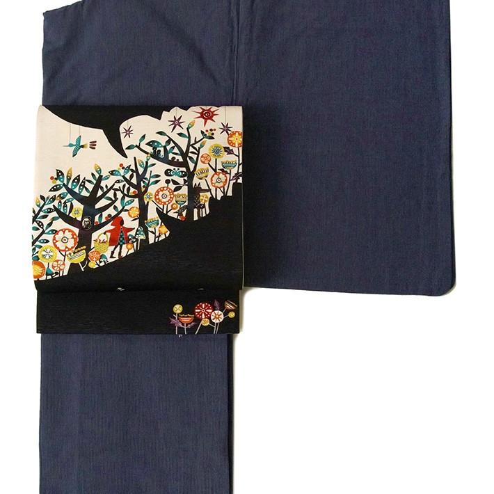 京袋帯 WAKKA 赤ずきんと狼 キャー!! ベージュ 黒 赤 アイボリー 童話