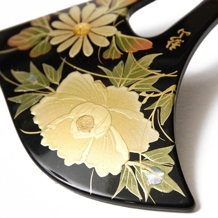 かんざし 牡丹 菊 蒔絵風 黒 金 バチ型 フォーマル 髪飾り ヘア かんざし 牡丹 菊 蒔絵風 黒 金 バチ型 フォーマル 髪飾り ヘア