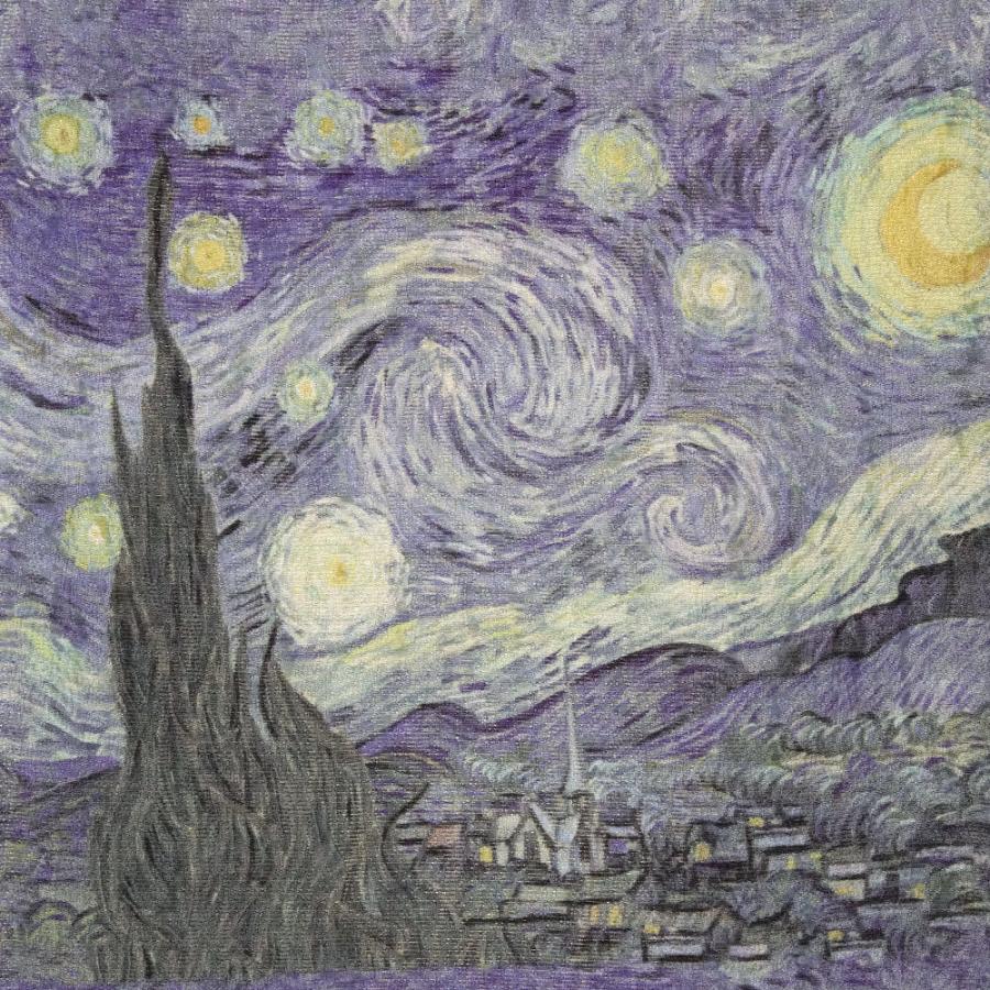 ゴッホ　星月夜　半幅帯 創作帯「蒼月」 ゴッホ「星月夜・夜のカフェテラス・向日葵」長尺