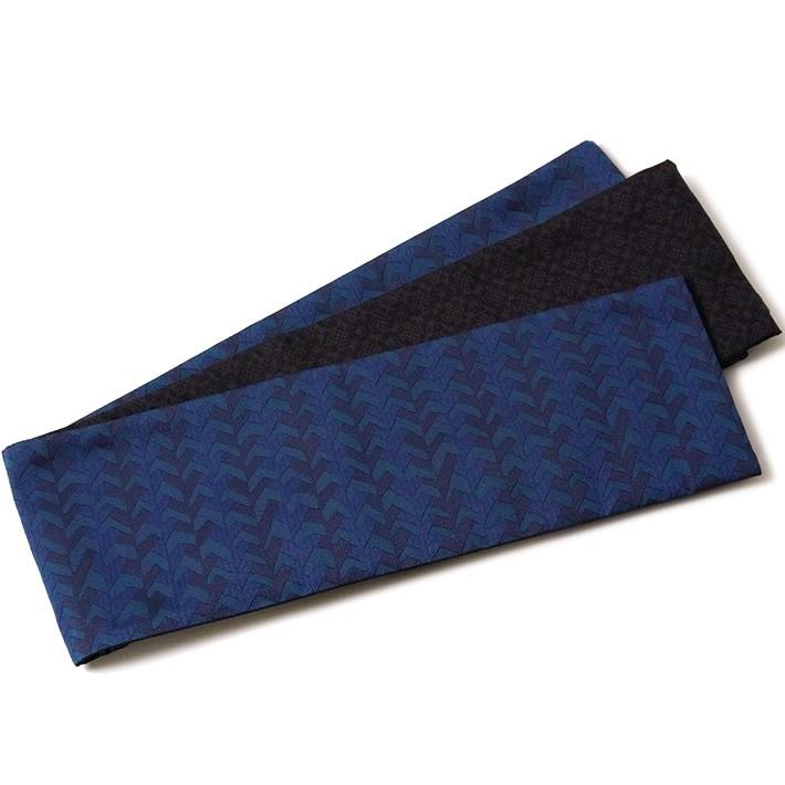 半額品 半幅帯 紺 黒 ネイビー 幾何学 レトロ シック カジュアル 細帯 半巾帯 小袋帯 リバーシブル 浴衣 長尺 安い Zoetalentsolutions Com