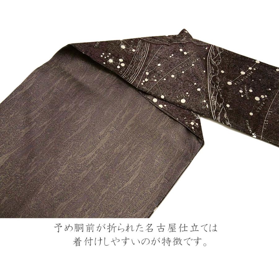 袋帯 銀河鉄道の夜 汽車 列車 銀河 宇宙 星座 染め帯 こげ茶 ブラウン 日本製 着物 お太鼓 Dear Japan Yahoo ショッピング店 通販 Yahoo ショッピング
