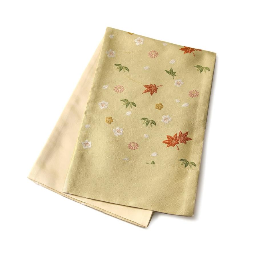京袋帯 吹き寄せ からし 黄色 紅葉 花 松葉 伝統文様 JAPAN MODE 着物  