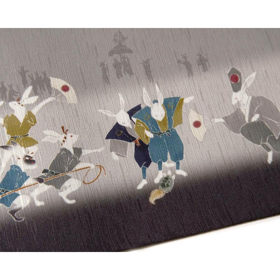 半幅帯 WAKKA 大兎祭 うさぎ 縁起物 祭囃子 グレー 紺 紫 アニマル