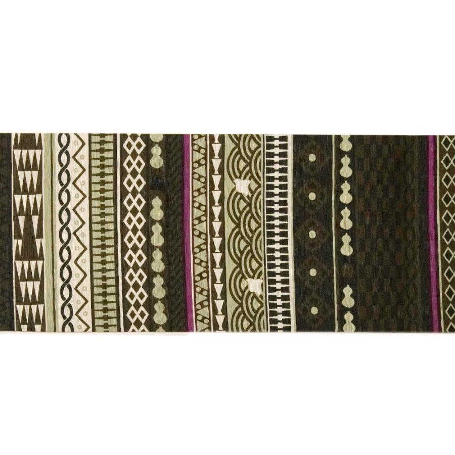 半幅帯 WAKKA 干支丸 十二支 縁起物 黄色 黄土 深緑 伝統文様 縞