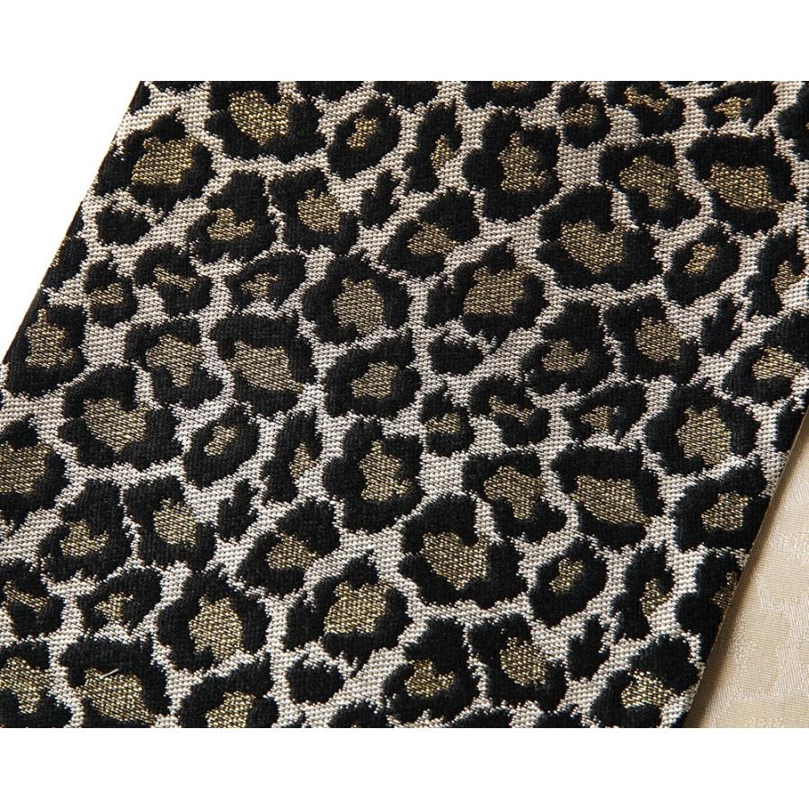 半幅帯 レオパード ゴールド ベージュ 金 豹柄 ラメ 日本製