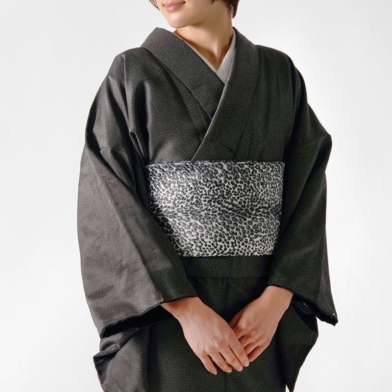 着物 霰 あられ グレー 黒 伝統文様 シンプル シック 袷 洗える着物