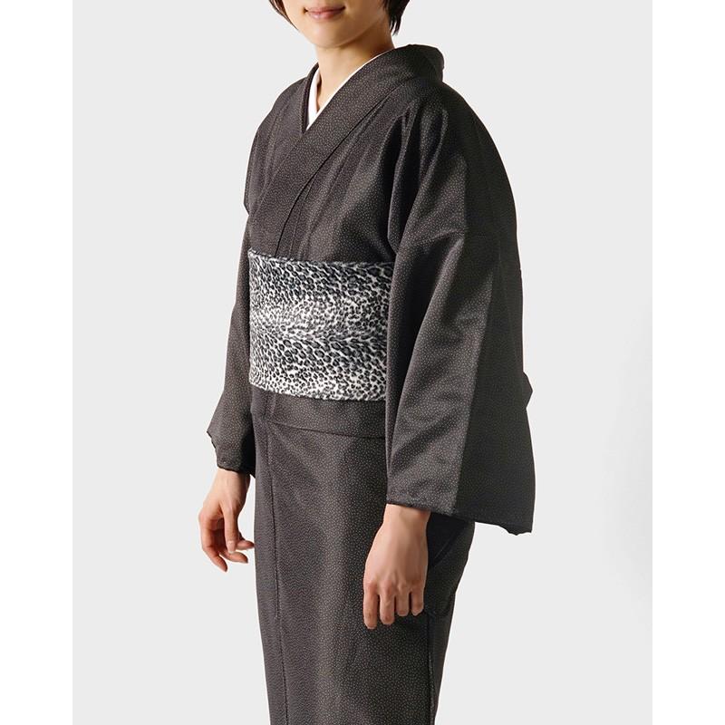 着物 霰 あられ グレー 黒 伝統文様 シンプル シック 袷 洗える着物