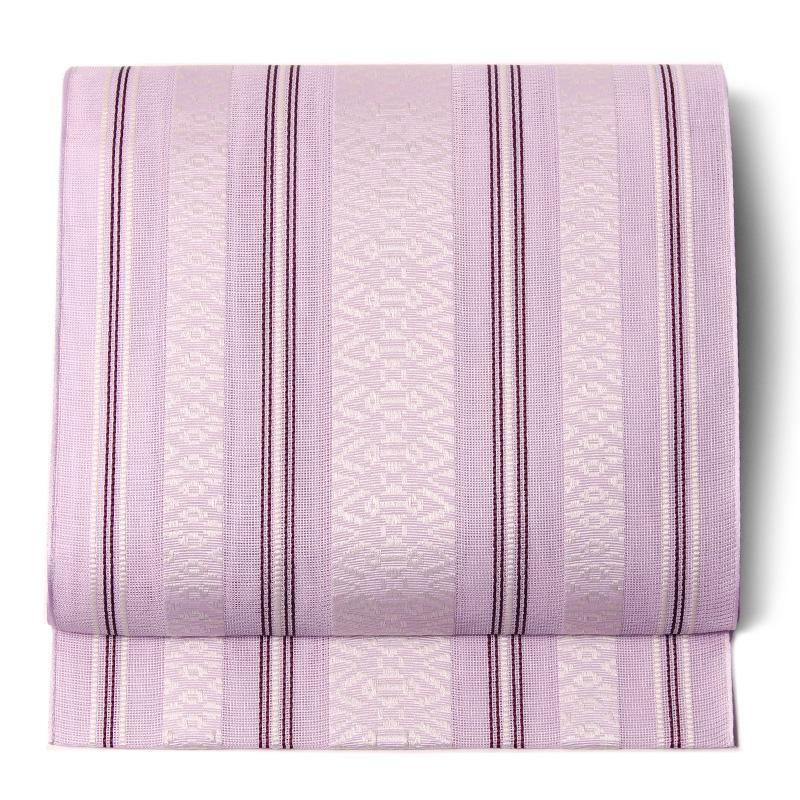 名古屋帯 紗 献上 ふじ 薄紫 縞 シック シンプル 夏着物 夏帯 お太鼓