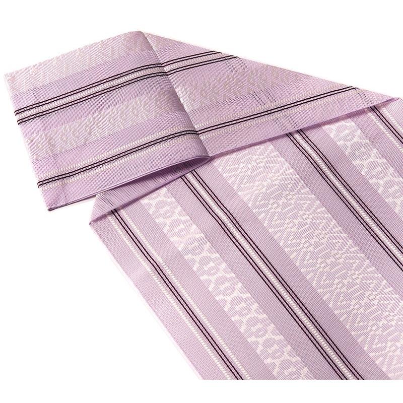 名古屋帯 紗 献上 ふじ 薄紫 縞 シック シンプル 夏着物 夏帯 お太鼓