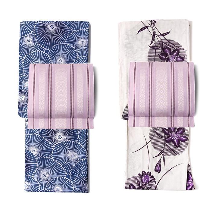 名古屋帯 紗 献上 ふじ 薄紫 縞 シック シンプル 夏着物 夏帯 お太鼓