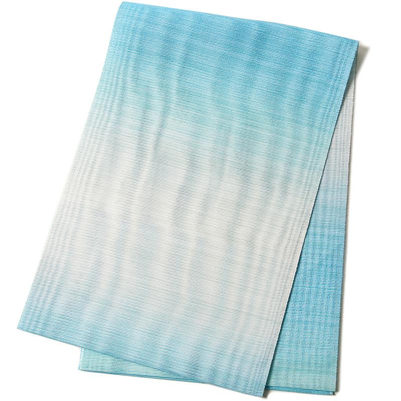 名古屋帯 紗 青 水色 オフ白 グラデーション ぼかし シック シンプル 夏着物 夏帯 お太鼓 仕立て上がり Dear Japan Yahoo ショッピング店 通販 Yahoo ショッピング