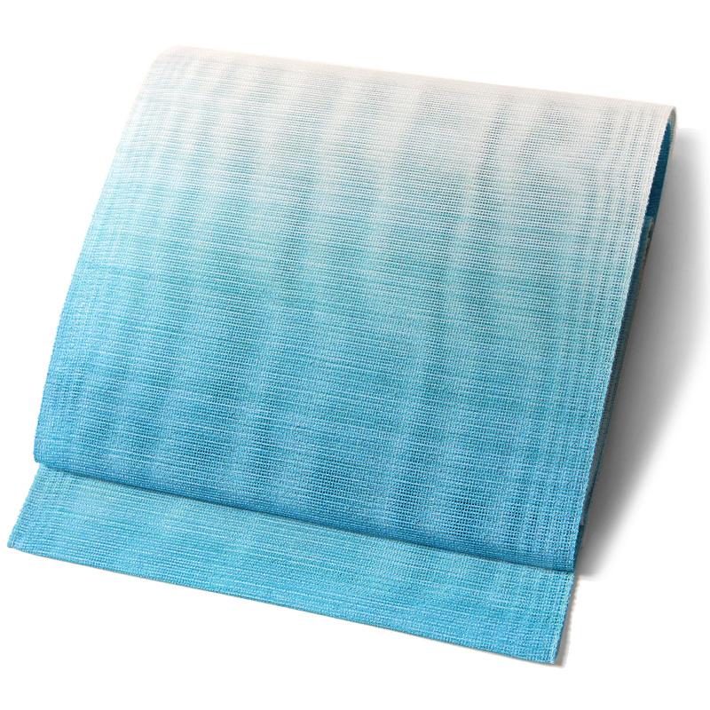 名古屋帯 紗 青 水色 オフ白 グラデーション ぼかし シック シンプル 夏着物 夏帯 お太鼓 仕立て上がり Dear Japan Yahoo ショッピング店 通販 Yahoo ショッピング