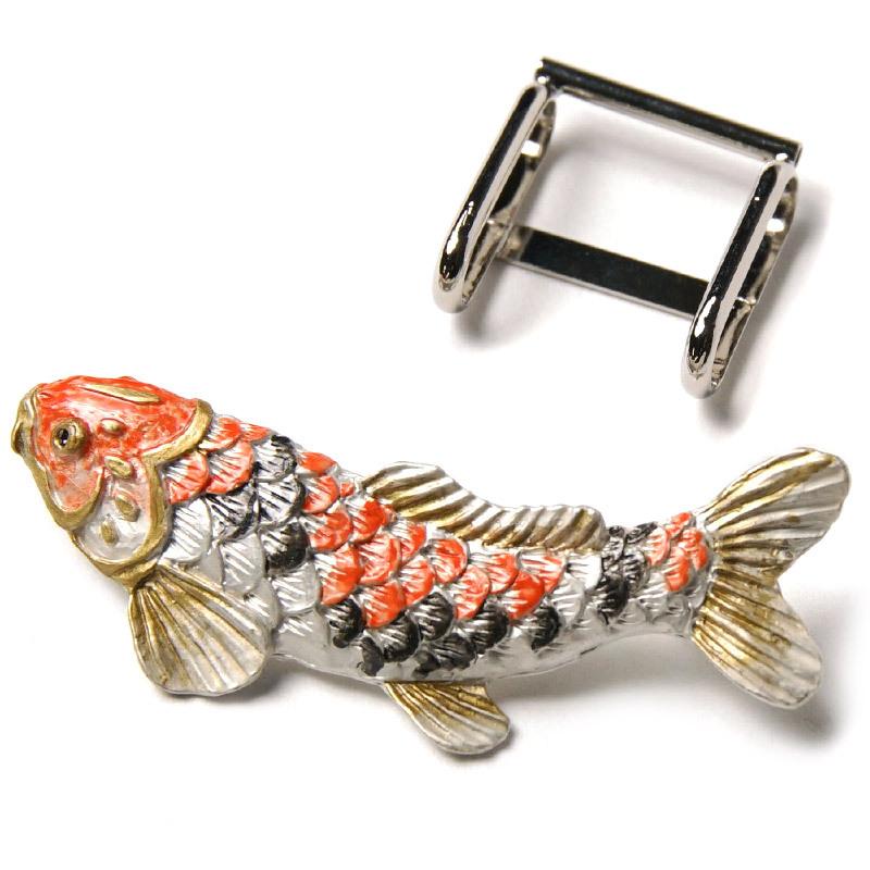 帯留め ブローチ 2WAY 錦鯉 魚 ピューター SUU 和装小物 シック 帯留め ブローチ 2WAY 錦鯉 魚 ピューター SUU 和装小物 シック